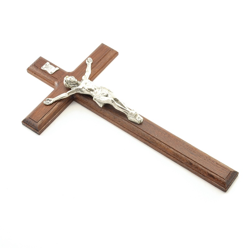 Kříž na stěnu klasický frézovaný - tmavý (23 cm) - Zlatá