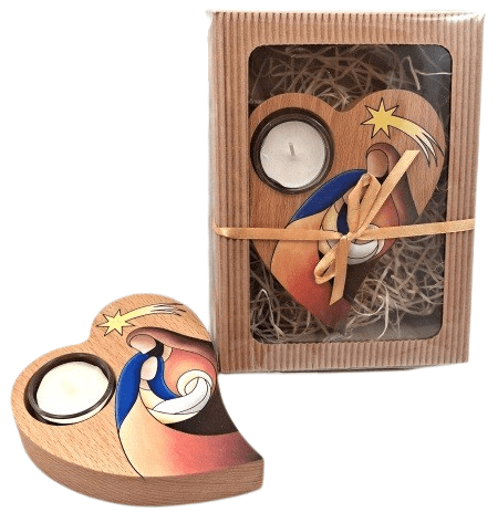 Vánoční svícen na čajovou svíčku v dárkovém balení - barevná varianta