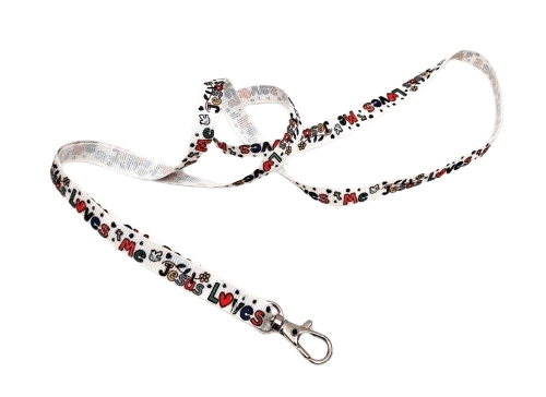 Šňůrka s karabinkou - Jesus loves me II (tenčí šnůrka)