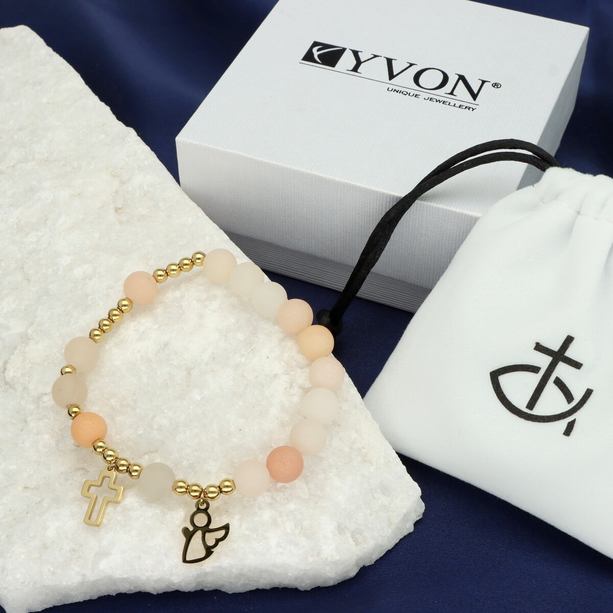 Luxusní dárkový růžencový náramek - avanturín a chirurgická ocel