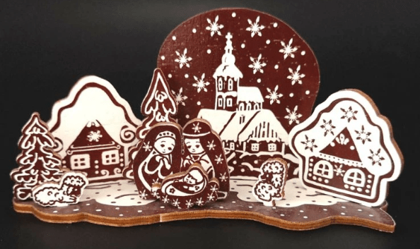 Betlémek dřevěný skládací, s motivem perníčků