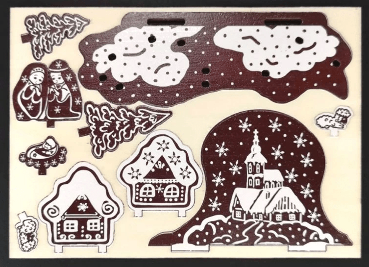 Betlémek dřevěný skládací, s motivem perníčků