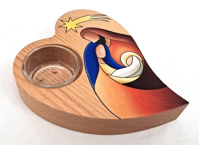 Vánoční svícen na čajovou svíčku v dárkovém balení - barevná varianta