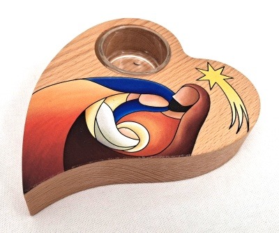 Vánoční svícen na čajovou svíčku v dárkovém balení - barevná varianta