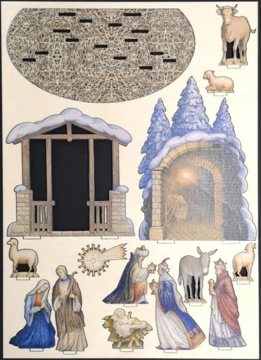 Betlém na dřevě skládací, větší (3D)