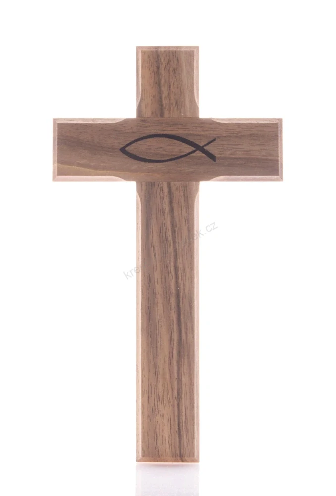 Křížek s gravírovanou rybkou - 18 cm