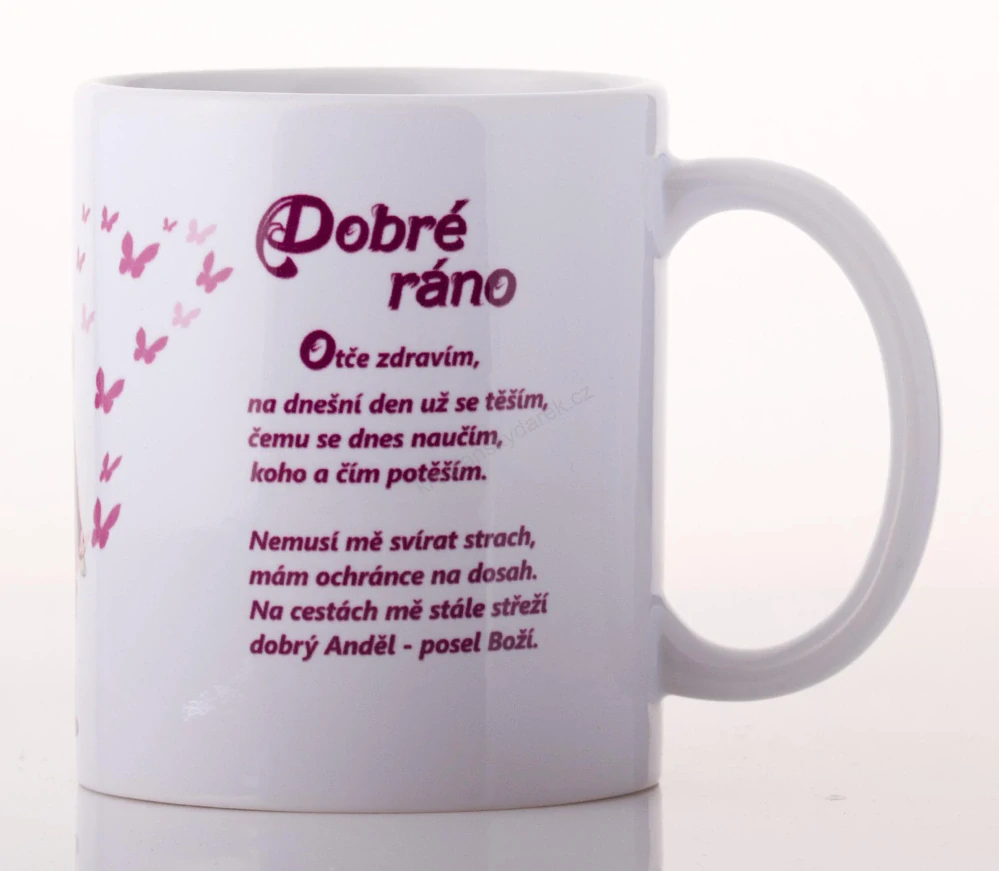 Snídaňový hrnek pro holčičku v lila barvě