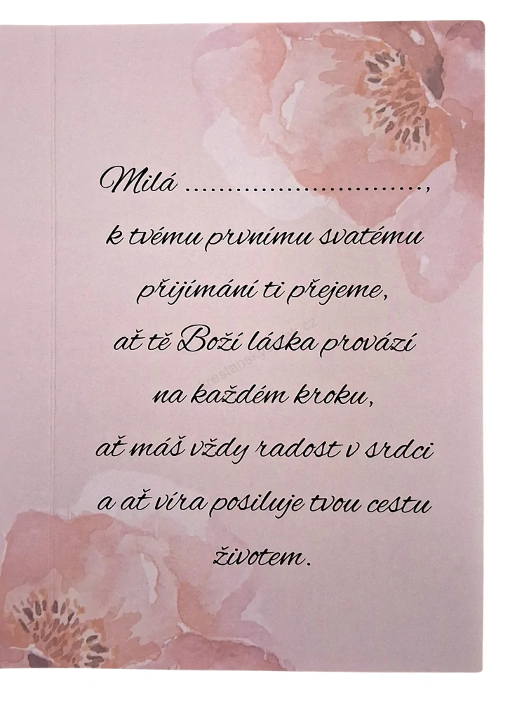 Přání k prvnímu svatému přijímání pro dívku s textem