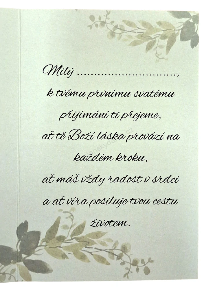 Přání k prvnímu svatému přijímání pro chlapce s textem