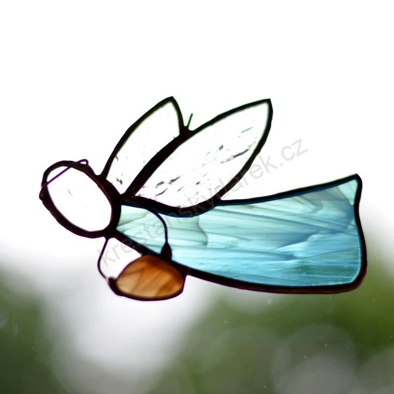 Dárková sada fotorámečku a modrého vitrážového andílka