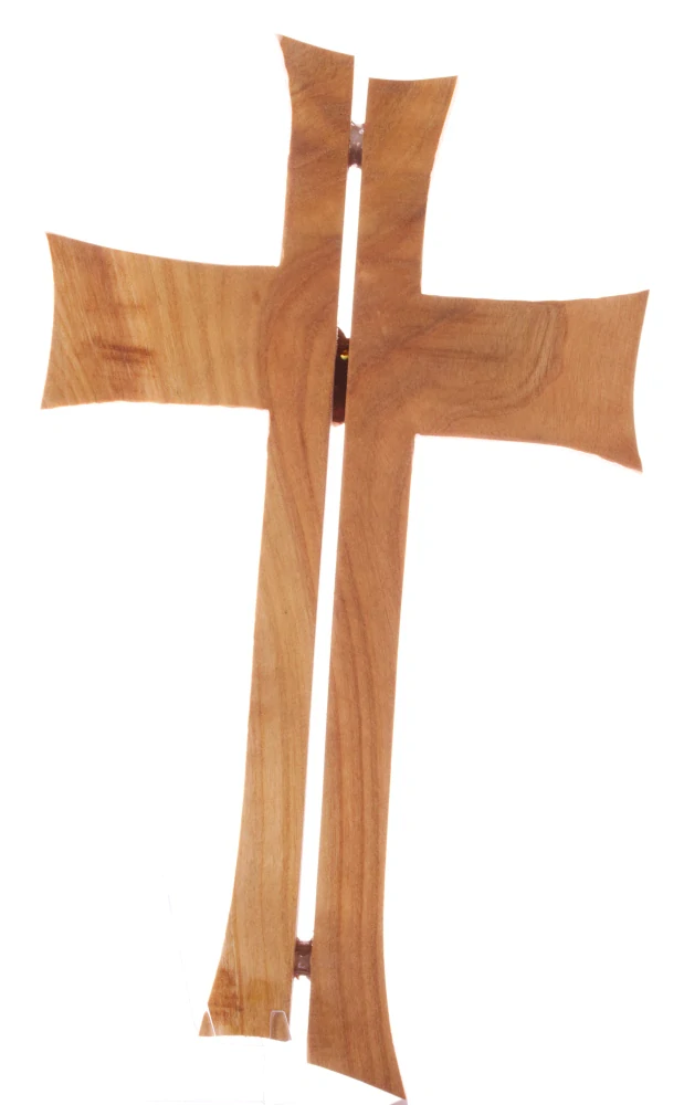 Kříž s keramickým modrým srdcem dvojitý 23 cm