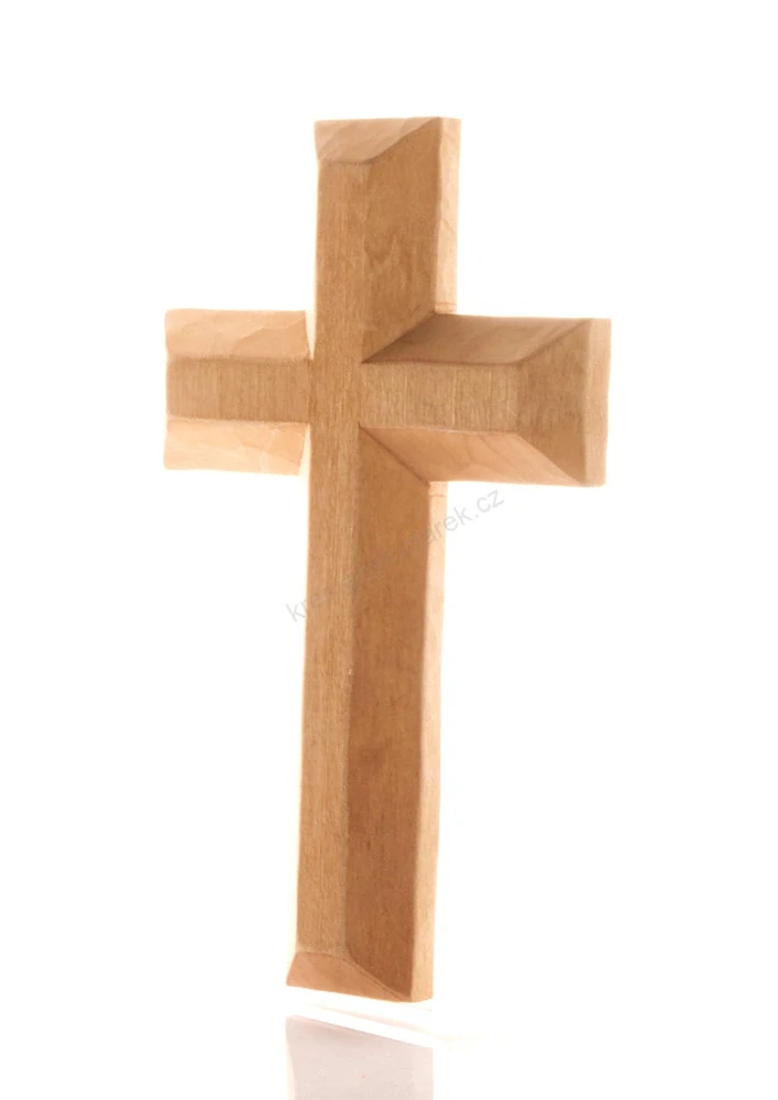 Dřevěný kříž s výrazným frézováním - 16 cm