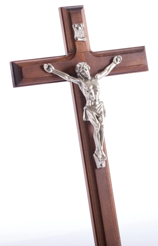 Kříž na stěnu klasický frézovaný - tmavý (30 cm), 2 varianty