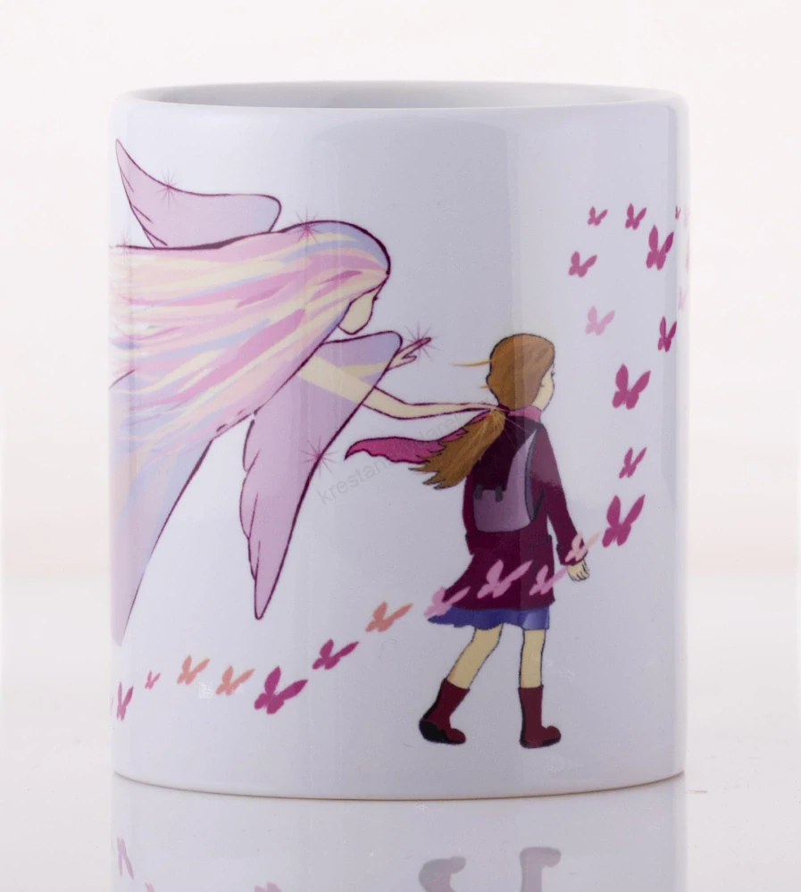 Snídaňový hrnek pro holčičku v lila barvě