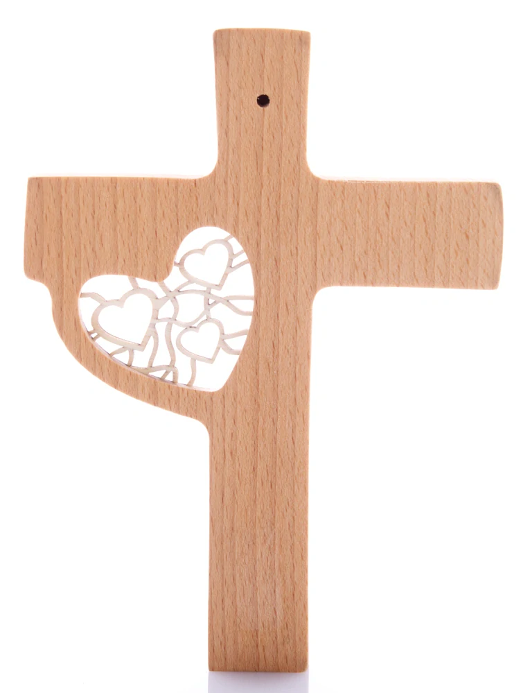 Kříž s něžným vkládaným srdcem, 20 cm