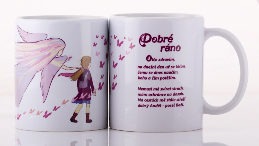 Dárková sada s růžovým vitrážovým andílkem