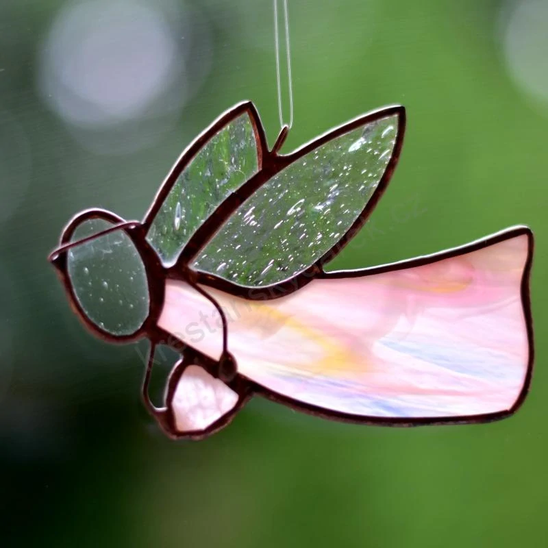 Dárková sada s růžovým vitrážovým andílkem