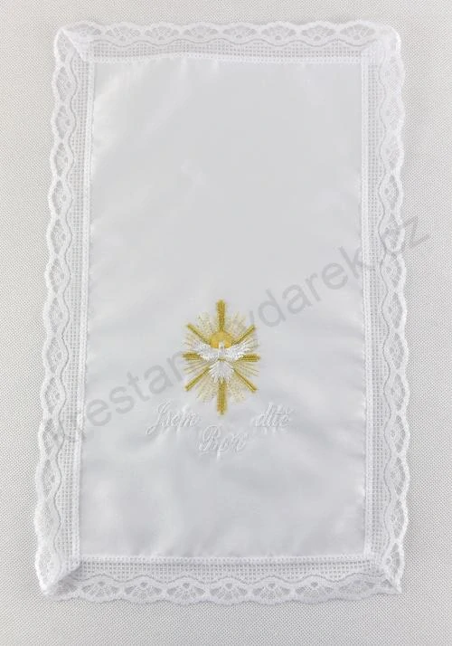 Křestní sada bílo-zlatá "Dary Ducha", čtyřdílná