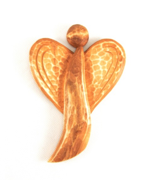 Andílek - silueta se srdcovými křídly - dřevořezba - Medová