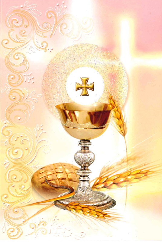 Přání k 1. svatému přijímání - kalich s chlebem