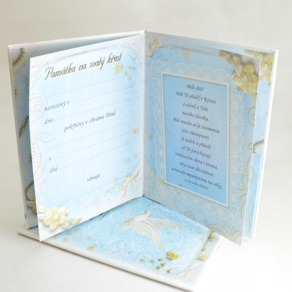 Dětská upomínka na křest - v knižních deskách s kapsou na fotku - Růžová