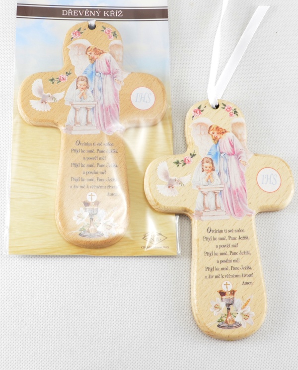 Křížek památeční na první svaté přijímání - s modlitbou - S chlapcem