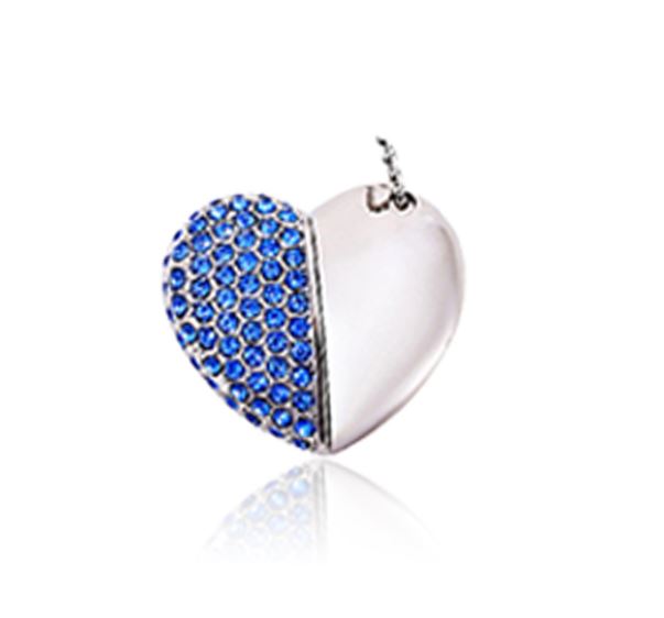 Flash disk ve šperku - srdce zdobené kamínky