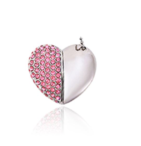Flash disk ve šperku - srdce zdobené kamínky
