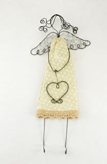 Andělka drátovaná, v šatech - závěsná, velká (42 cm)