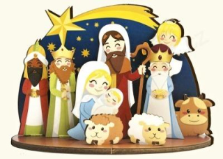 Dětský skládací Betlém na dřevě, varianta III.