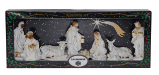 Betlém tradiční italský, základní sada figurek (10 cm), řada Klasik, elegantní bílá