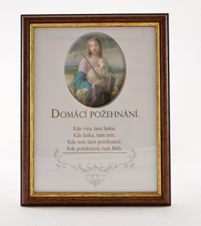 Domácí požehnání tradiční II - zasklené v dřevěném rámečku