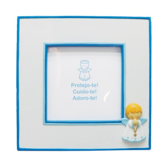 Rámeček na křestní fotku - s andílkem, modrý