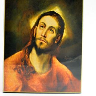 Kristus hledící k Otci - obraz na dřevě - D cca. 20 x 30 cm