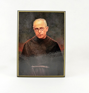 Svatý Maxmilián Kolbe - obraz na dřevě - C cca. 16 x 20 cm