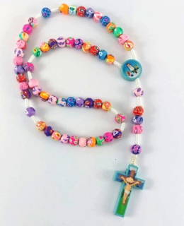 Dětský růženec na šňůrce - perličky z fimo hmoty, dvě varianty