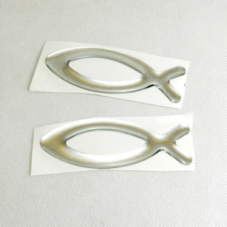 Rybka na auto - neutrální stříbrná, plastická, 8 cm