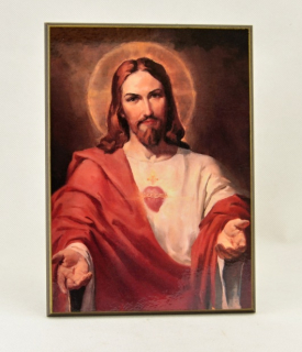 Srdce Ježíšovo - obraz na dřevě - D cca. 20 x 30 cm