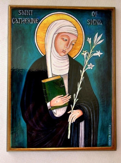 Svatá Kateřina Sienská - obraz na dřevě - C cca. 16 x 20 cm