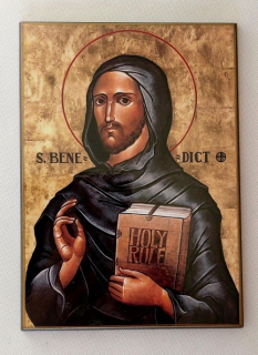 Svatý Benedikt z Nursie - obraz na dřevě