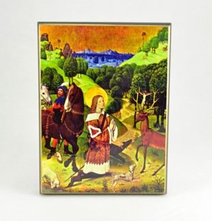 Svatý Hubert - obraz na dřevě - C cca. 16 x 20 cm