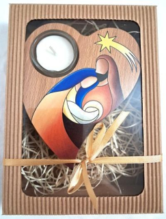 Vánoční svícen na čajovou svíčku v dárkovém balení - barevná varianta