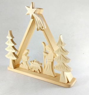 Vánoční dřevořezba trojhranná