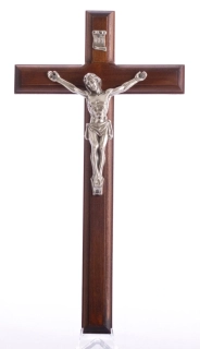 Kříž na stěnu klasický frézovaný - tmavý (30 cm), 2 varianty
