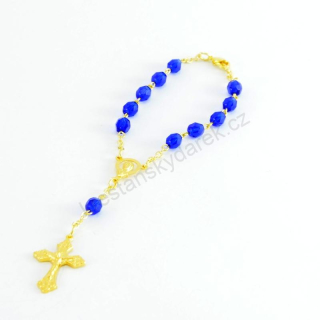 Auto růženec (desátek) z Jabloneckého skla - Modrý