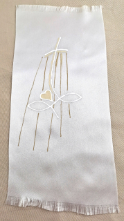 Křestní rouška ručně malovaná, vzor rybičky pod křížem