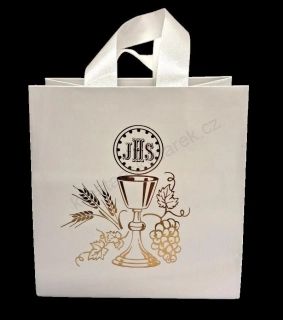 Dárková taška s motivem kalichu bílozlatá (malá)