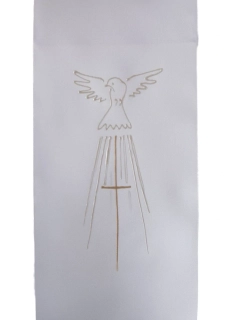 Křestní stuha pro dospělé ručně malovaná - kříž s holubicí