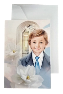 Přání do obálky k prvnímu svatému přijímání s chlapcem