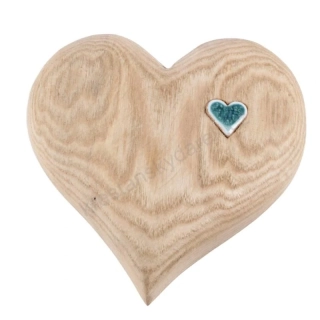 Dřevěné srdce z jasanového dřeva s keramickým srdíčkem